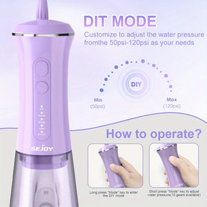 1800mAh Water Flosser, Cordless Water Dental Flosser, 9 Jet Tips 5 Modes 11.83oz, Portable Rechargeable Oral Irrigator For Home Travel