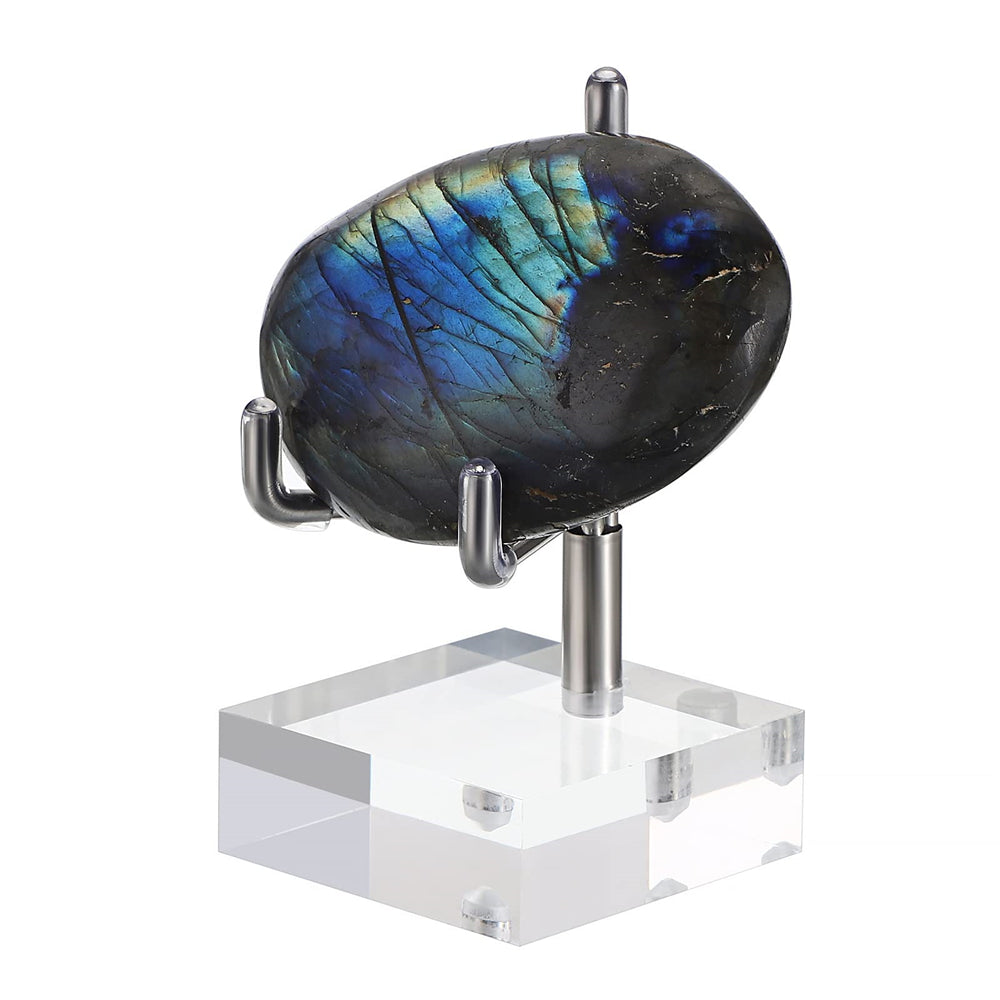 Adjustable Metal Arms Display Stand Easel with Acrylic Base Small Display Easel Holder for Fossil Coral Geodes Rock Mineral Agate Crystals Seashell and Small Collectibles