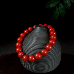 1pc Natural Ore Cinnabar Red Sand Beaded Bracelet Simple Ethnic Style Bracelet Good Luck Bracelet