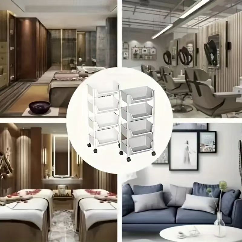 Multi-tier storage rack multi-layer SPA storage cart - PABA, non-electric, mobile storage rack with wheels, 4/5-tier, suitable for living