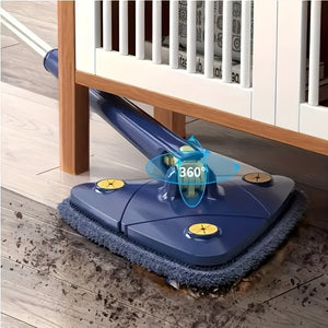 [Rotating Cleaning Mop] 1set, 360° Rotating Triangle Cleaning Mop | Long Handle Floor Mop, Hands-free Wash Squeeze Mop, Wet And Dry Dual-use Cleaning Mop, for Floor Wall Ceiling Corner Glass, Cleaning Supplies, Cleaning Tool