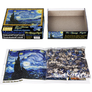 Maxrenard The Starry Night Jigsaw Puzzle 1000 Pieces For Adults Van Gogh Oil Painting Puzzle