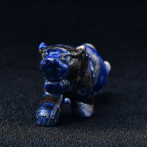 Gemstone Tiger Carving Figurine Room Decor Crystal Animal DIY Hand Made Design