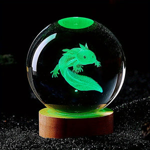 1pc 3D Axolotl Laser Engraved Crystal Ball Lamp, Multi-coloured Night Light, Send To Girlfriend Classmate Wife Children Creative Birthday Gi