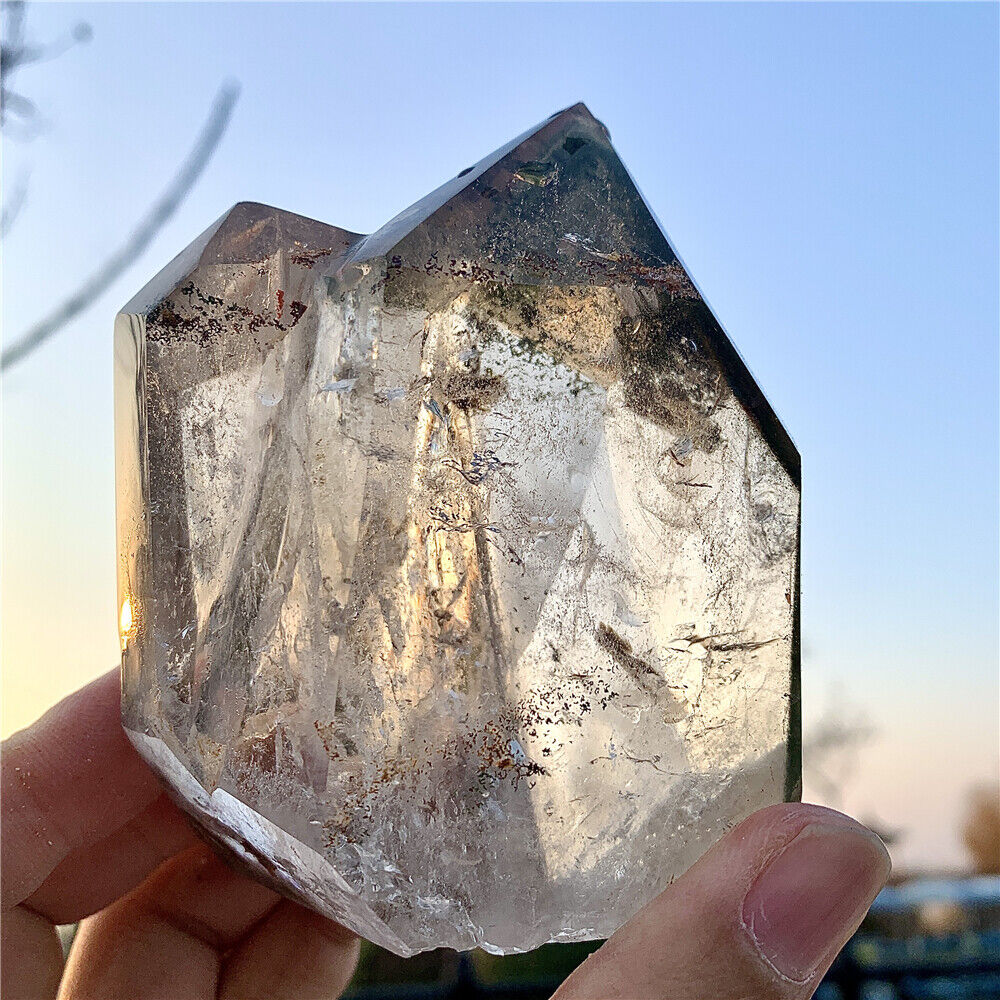 460g RARE Twin Points Mountain With Garden Quartz Natural Reiki Crystal Soulmate