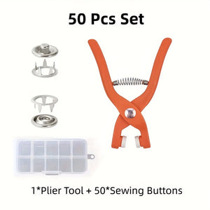 50 Sets, Snap Button Kit With Hand Pressure Pliers & 50pcs Snaps & 1 Clear Box, Metal Snaps For Sewing, Sewing Snaps For DIY Crafts Clothes