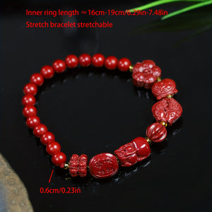 Natural Cinnabar High Quality Bracelet Ethnic Style Bracelet Good Luck Bracelet Men Women Bracelet