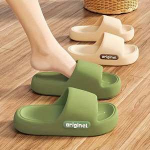 Women's Comfortable EVA Slides - Stylish Green Open-Toe Slippers with Cushioned Sole, Flat Heel, and Textured Design for Indoor or Outdoor Use, House Slippers