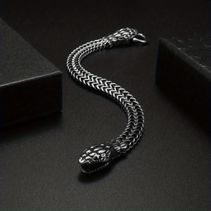 Men's Stainless Steel Snake Head Curb Chain Bracelet Punk Bracelet Motorcycle Daily Jewelry Gift