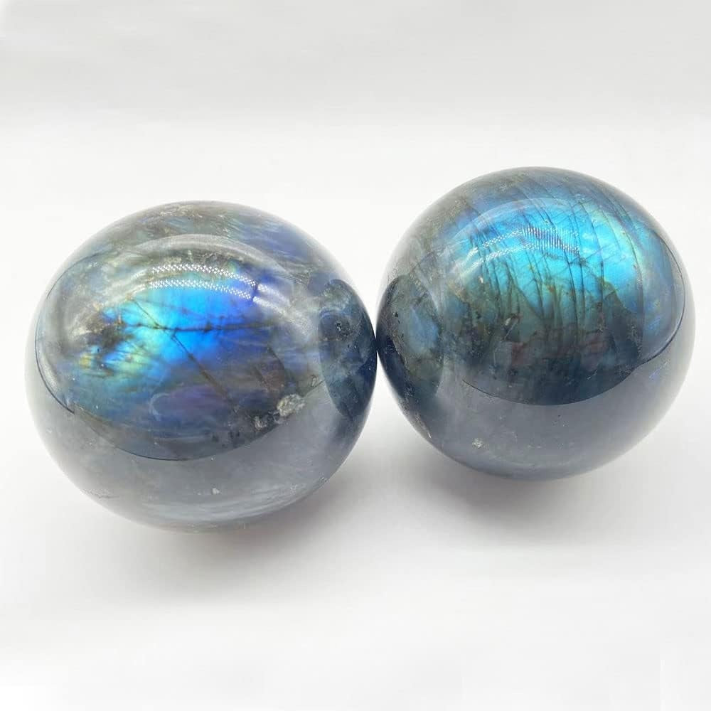 Natural Labradorite Sphere with Stand Rock Quartz Crystal Ball Healing Ornament Specimen