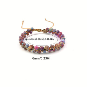 New Trendy Simple 6MM Colorful Tiger Eye Stone Beaded Adjustable Bracelet For Men, Holiday Gift For Boyfriends / Girlfriends