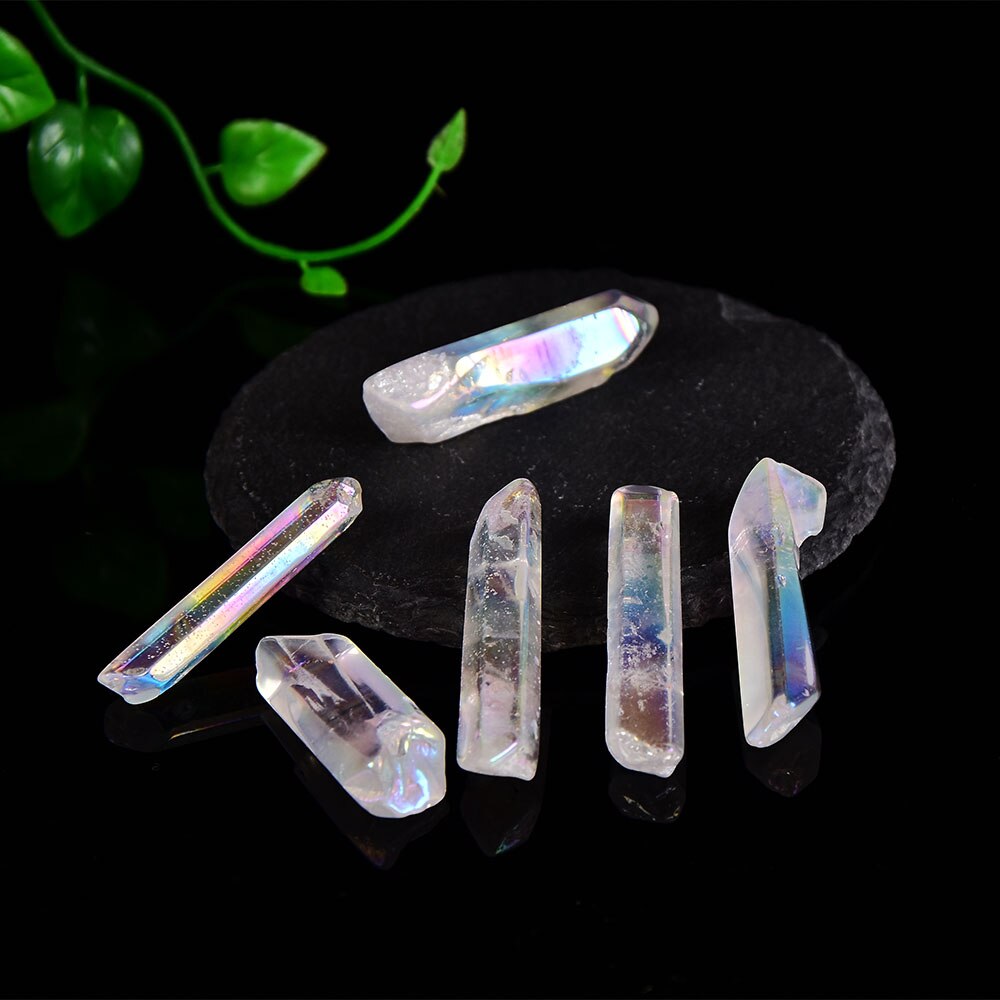 2PCS Natural Crystal Raw Crystals Electroplate Crafts colorful Quartz Collection Home Decor Crystal Point Healing Stone