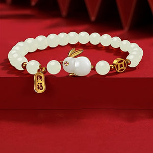 Handmade Chinese Style Bracelet For New Year Health And Protection Charm Lucky Rabbit Bracelets Easter Gift Easter Bunny