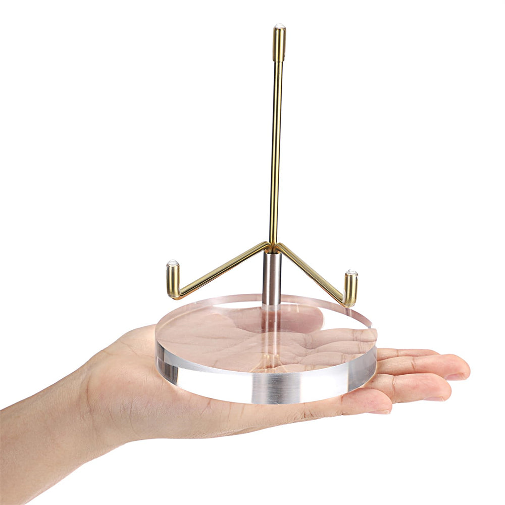 Clear Acrylic Display Stand Holder with Adjustable Metal Arms, Gold Plates Display Stand Easel for Plate Geodes Fossils Minerals Crystals