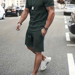 Men's Summer 2-Piece Set - Breathable Muscle Tee & Shorts - Versatile Beach/Sports/Loungewear