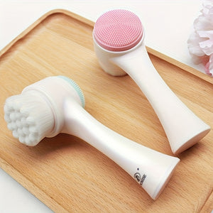 2-In-1 Silicone Face Cleanser - Gentle Exfoliation & Massage, Dual Soft Brushes Suitable for All Skin Types, Fragrance-Free