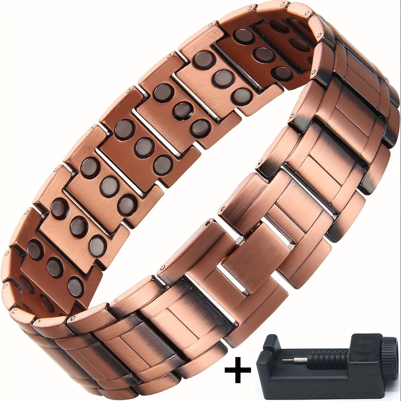 1pc Cool Magnetic Men's Red Copper Bracelet, Ideal choice for Gifts