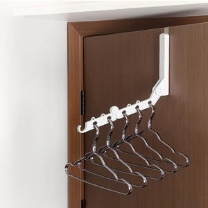 1pc Folding Clothes Drying Rack, Portable Over-The-Door Hook Hanger, Space-Saving Wardrobe Balcony Bathroom Clothes Hanging Rack Accessory f