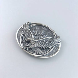 Western Zinc alloy Leather Belt Buckle Eagle In Flighting Oval Shape Pattern US Local Shipping