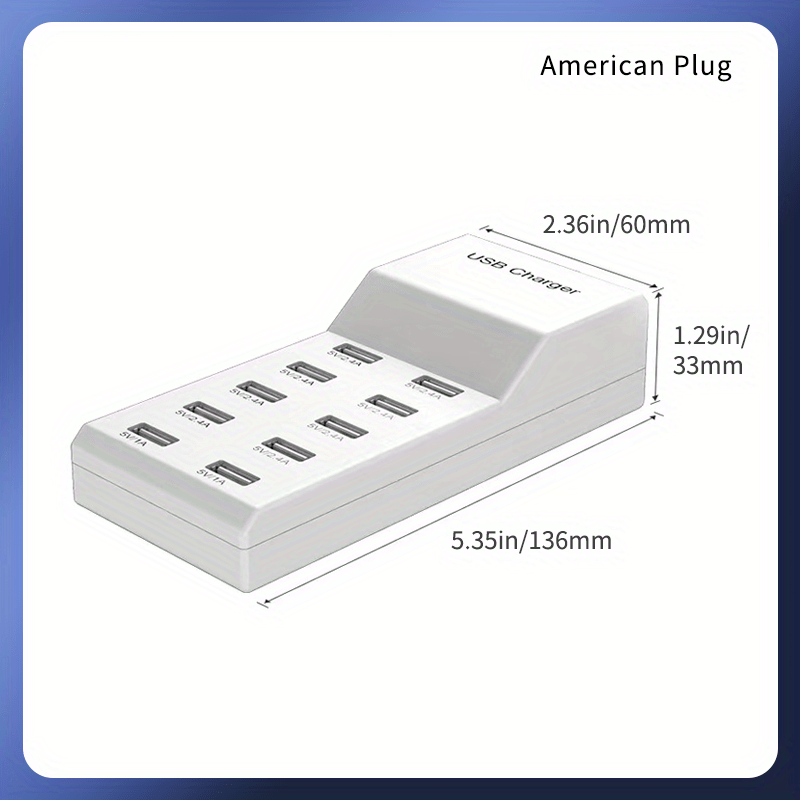 USB Multi-port Charger 5V2.4A 10-port Mobile Phone Fast Charging Socket Multi-function Universal Fast Adapter,USB Wall Charger 10-Port USB C