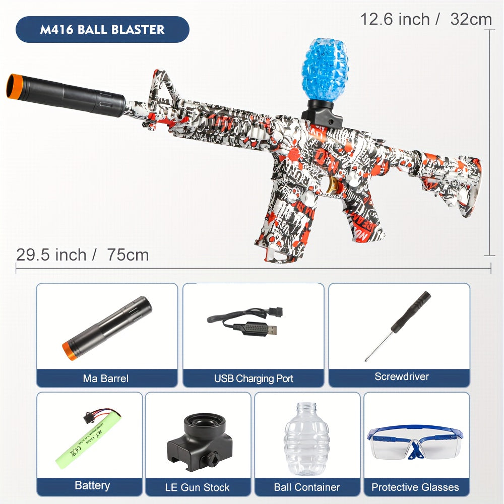 M416 Electric Blaster Gun Set With Goggles - High Precision Shooting Toy, Rechargeable And Reusable, Easy To Operate - Perfect Outdoor Toy G