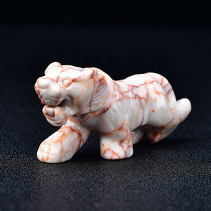 Gemstone Tiger Carving Figurine Room Decor Crystal Animal DIY Hand Made Design