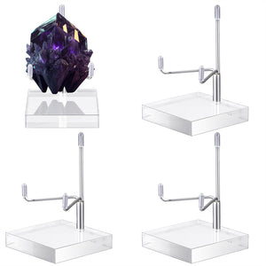 4 Pcs Adjustable Metal Arm Display Stand Easel with Acrylic Base Rock Display Easel Holder Acrylic Easel Crystal Display Stand Clear Plate Stand for Geodes Mineral Agate