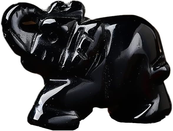 Crystal Decor 2 Inch Elephant Quartz Figurine Statue Natural Healing Crystal Carved Gemstone Stone Sculpture (A-Opal)