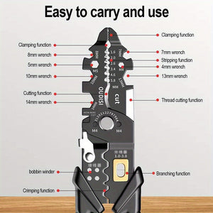 1pc 25 In 1 Multi-functional Wire Stripping Pliers, New Wire Stripping Pliers, Wire Splitting Pliers, Skinning Pliers For Winding Wire Cutti