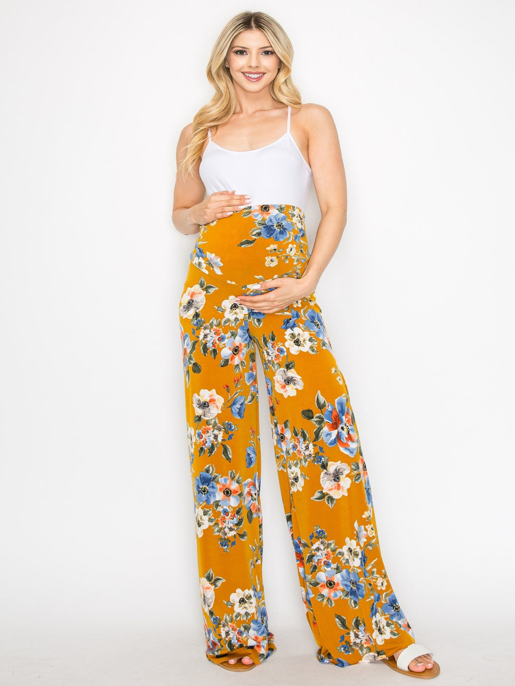 My Bump Women's Maternity Casual Bohemian Damask Palazzo Pants with Tummy Control - Stylish and Comfortable for Expectant Mothers - Available in Various Sizes - Soft and Breathable Fabric - Ideal for Everyday Wear and Relaxed Outings
