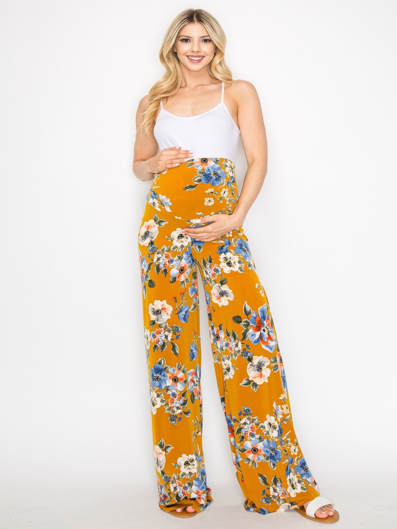 My Bump Women's Maternity Casual Bohemian Damask Palazzo Pants with Tummy Control - Stylish and Comfortable for Expectant Mothers - Availabl