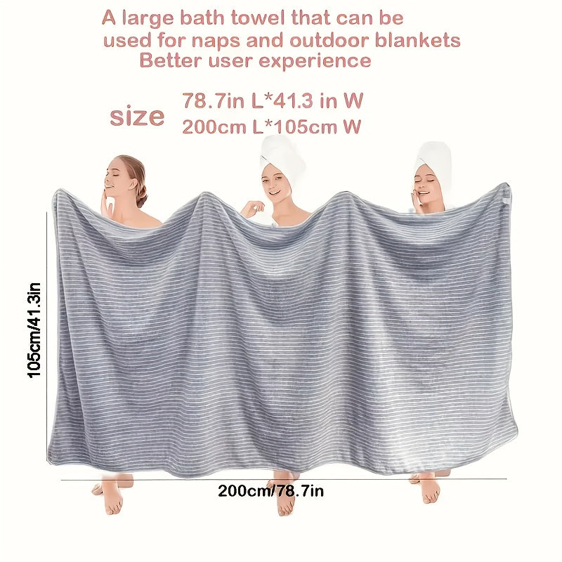 4pcs Set, Extra Large 41.34x78.74inch Star Striped Towel with 1pc, - Includes 3pcs 11.81*11.81inch Square Towels, Strong Absorbency Coral Fiber, Quick-Dry, Non-Shedding, Durable - Perfect for Home, Beach, Outdoor - Ideal Holiday Gift, Towel | Modern Towel