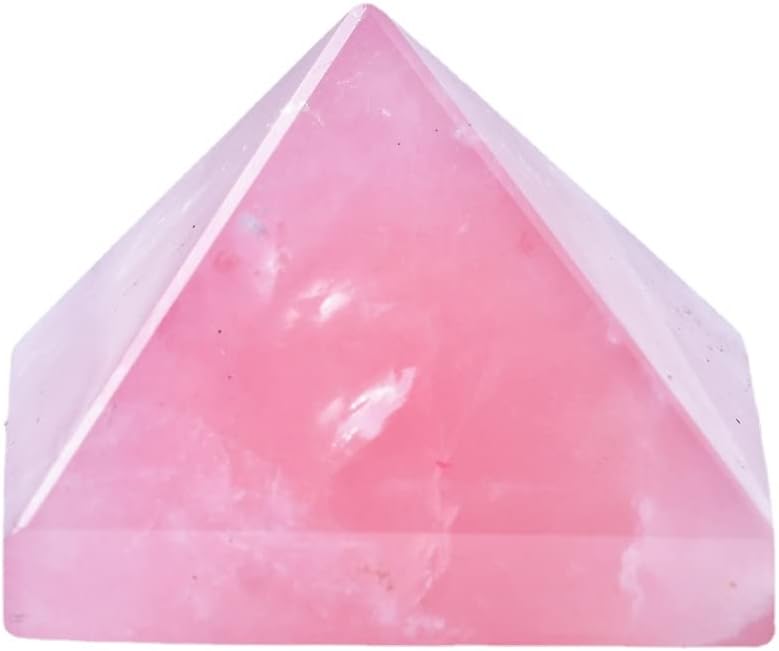 Crystal Pyramid Healing Ornament High Vibration Gemstone Crystal Gift Home Decor Wicca and Reiki Figurine for Collecting and Protection (Rose Quartz,40mm(1.57''))