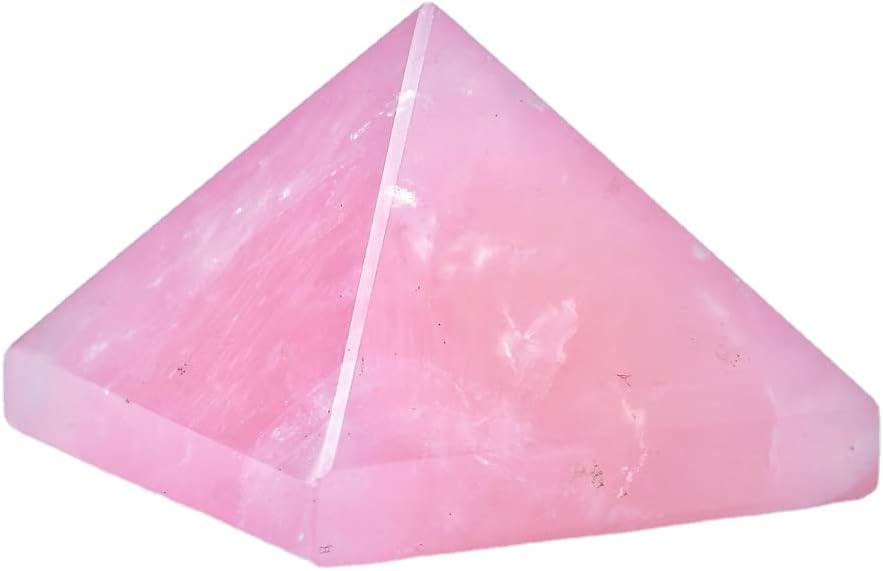 Crystal Pyramid Healing Ornament High Vibration Gemstone Crystal Gift Home Decor Wicca and Reiki Figurine for Collecting and Protection (Rose Quartz,40mm(1.57''))