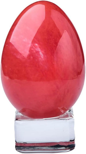 Crystal Massage Egg Sphere Sculpture Healing Crystal Ball Divination Gemstone Figurine 2 Inch Easter Egg with Stand for Room Decoration (Green Cat Eye)