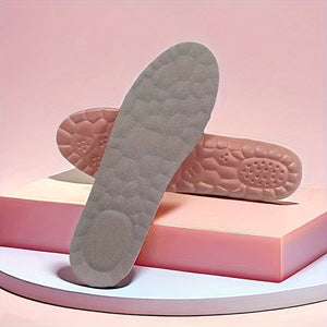 1pair Women'S Comfort Insoles, Soft Elastic Breathable Inserts, Customizable Size for Sports & Casual Shoes, Sweat-Absorbent, Pink - Available In Sizes 35-45 (9-10.63 Inches)