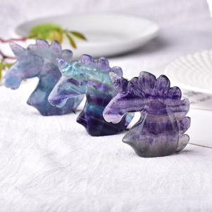 1PC Natural Crystal Fluorite Unicorn Reikit Quartz  Healing Stone Home Decoration Fengshui Meditation Stone Collection DIY Gift