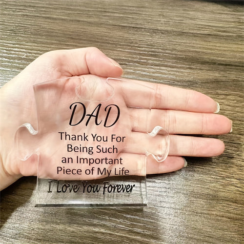 1pc, Engraved Puzzle Acrylic Plaque, Gifts For Dad From Daughter Son, Fathers Day Birthday Gifts For Dad, Puzzle Piece Sign, Christmas Gifts For Dad