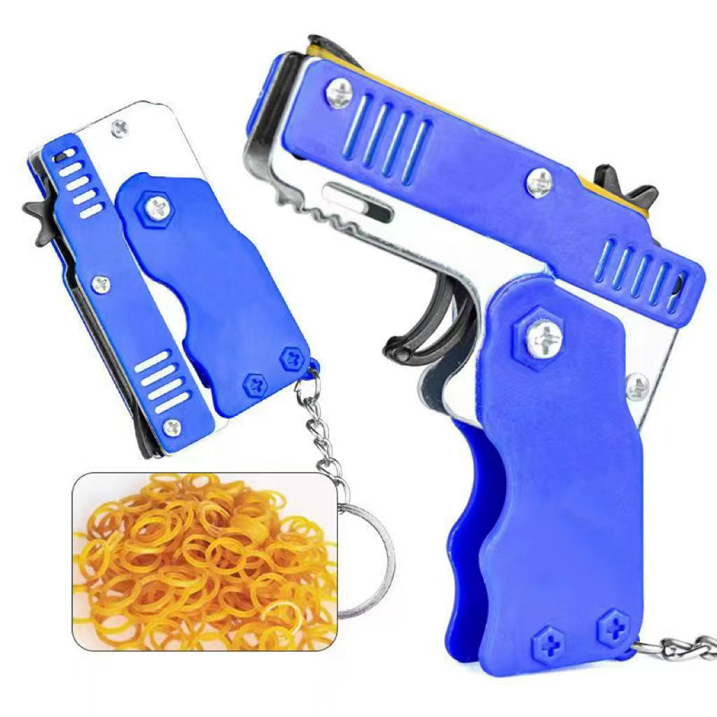 Metal Six Hairpin Rubber Band Gun, For Shooting Game Key Chain Ring