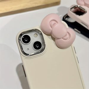 Cute 3D Bowknot Soft Silicone Phone Case For IPhone 14 13 12 11 Pro Max X XR Soild Color Shockproof Cover Funda