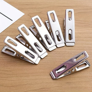 20pcs Stainless Steel Clothespins, Binder Clips, Heavy Duty Clothes Pins, Metal Clip Set, Metal Clothes Clips For Clothes Sock Food Sealing