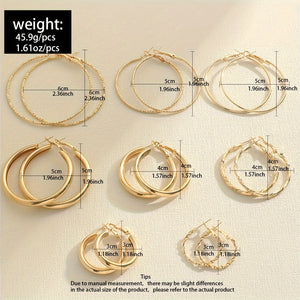 8 Pairs Set Of Hoop Earrings Alloy Jewelry Elegant Simple Style For Women Girls Daily Wear Delicate Set Gifts