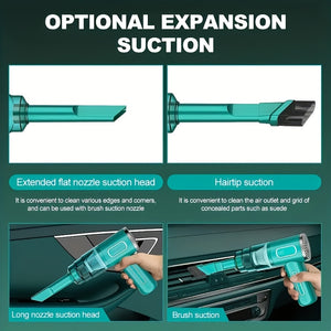 QUICAI Portable Car Vacuum Cleaner - Rechargeable, Handheld, Wireless Dust Catcher with Cyclone Suction Technology, USB Charging, Rubber Bod