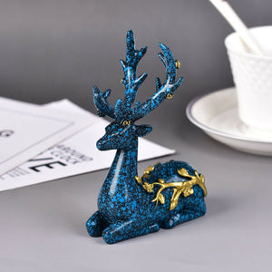 3.8'' Dark Blue Deer Crystal Ball Holder Resin Room Decor Sphere Stand Holder