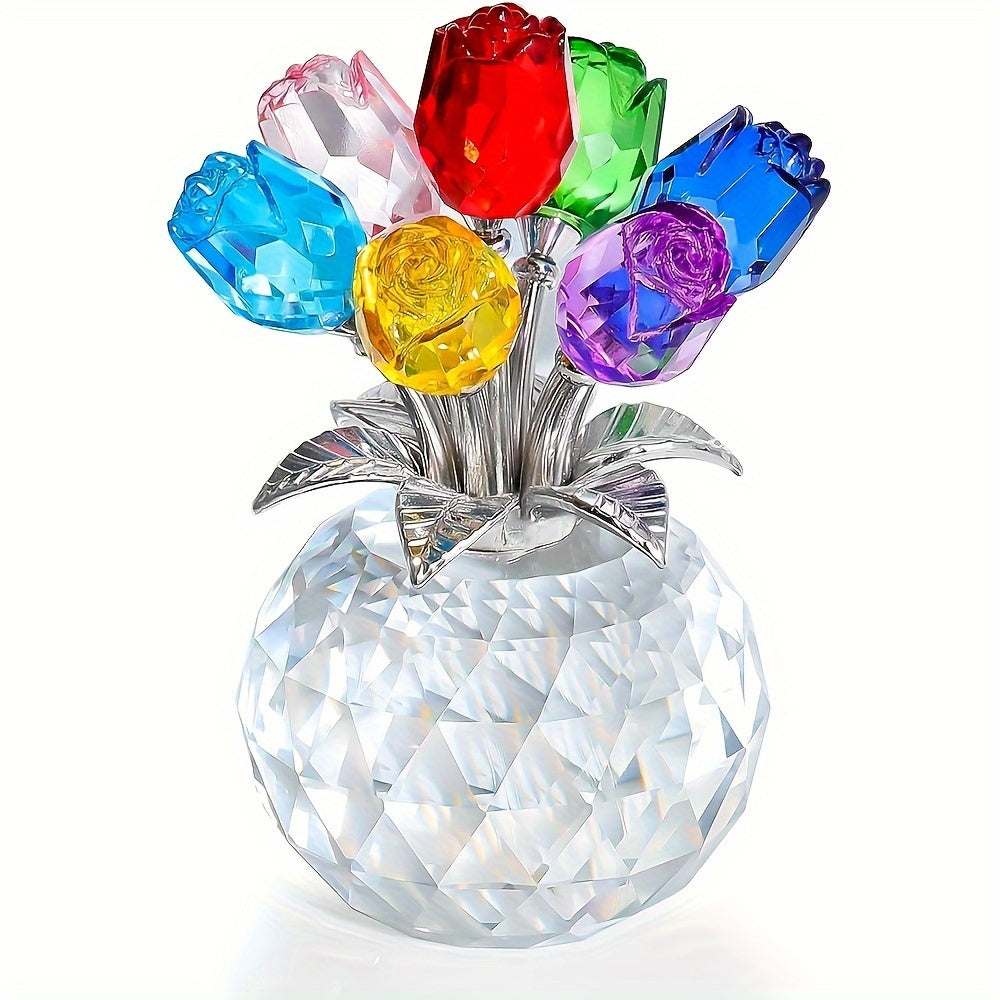Colored Artificial Rose Bouquet - Crystal Rose Bouquet for Anniversaries, Mother's Day, Father's Day, Christmas, Valentine's Day, And Nation