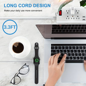 Watch Charger For Apple Watch Charger, Portable Wireless Fast Charging Cable Cord With USB Wall Charger Plug Adapter Block For Apple Watch Series 9/8/7/SE/6/5/4/3/2/1-3.3FT