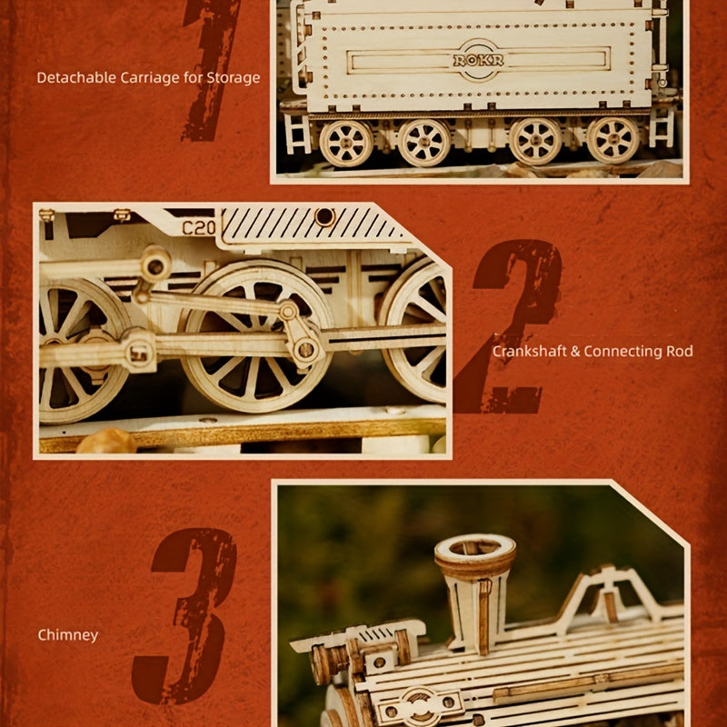 Build Your Own Luxury Steam Train Model - 3D Wooden Puzzle DIY Assembly Toy