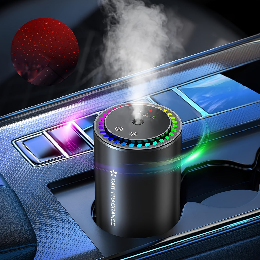 1pc Smart Car Air Freshener with Star Projector & Sonic Diffuser – USB Rechargeable, 4 Auto Modes, Night Light, Essential Oil Compatible, Cologne Scent, Compact Design, Ideal Gift for Car Enthusiasts, Air Freshener Car, JU