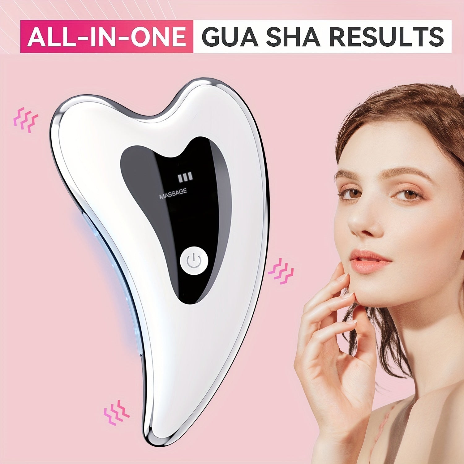 Household - Electric Gua Sha Tool Facial Gua Sha Board Face Massager Heating Plate - High Frequency Vibration -LED Red Light Blue Massager