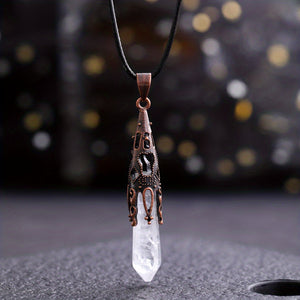 Enhance Your Style With Natural Crystal Stone Necklace Gem Pendant - Energy Therapy And Divination Pendant For Women And Girls (Bronze)